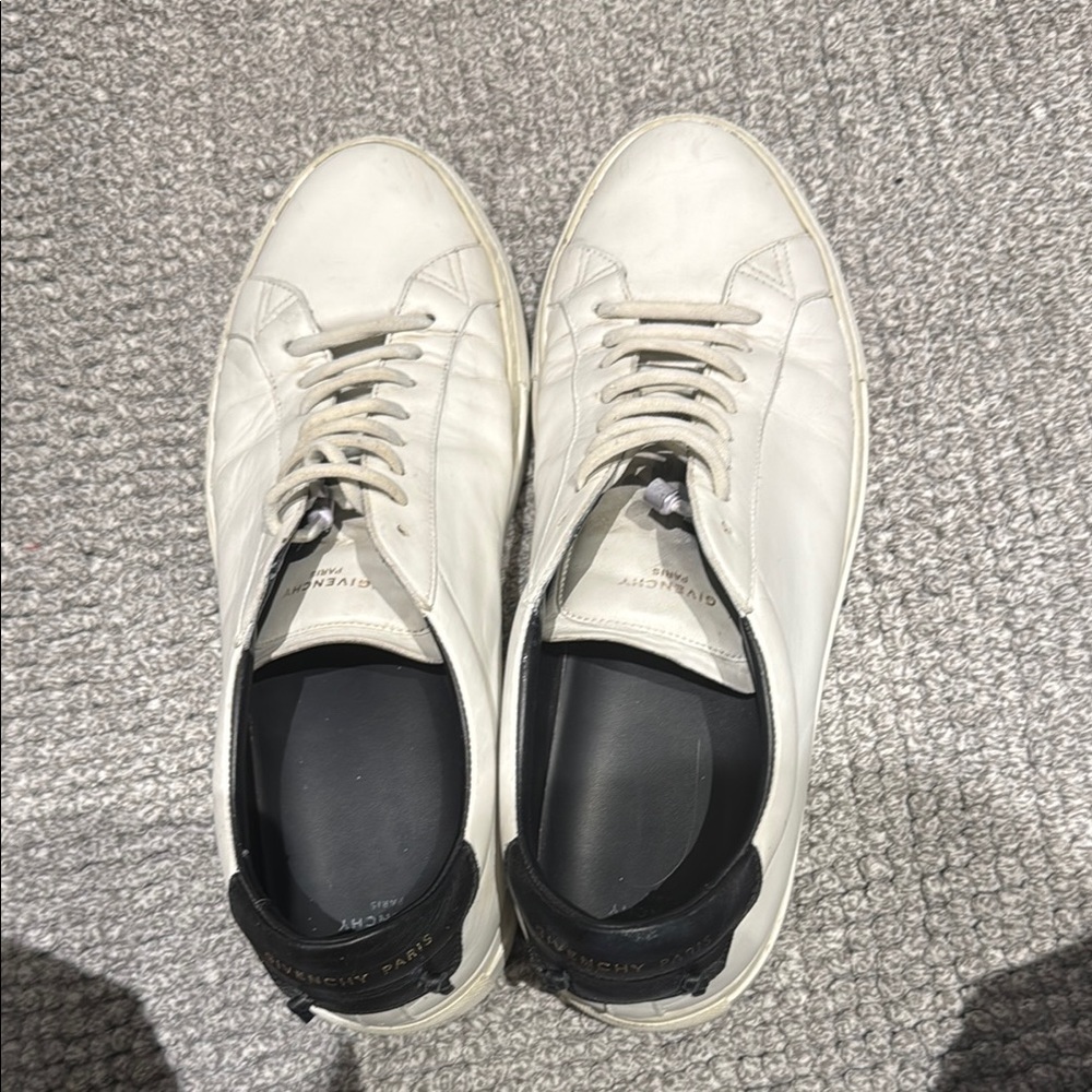 Givenchy White and Black Sneakers with Textured Leather